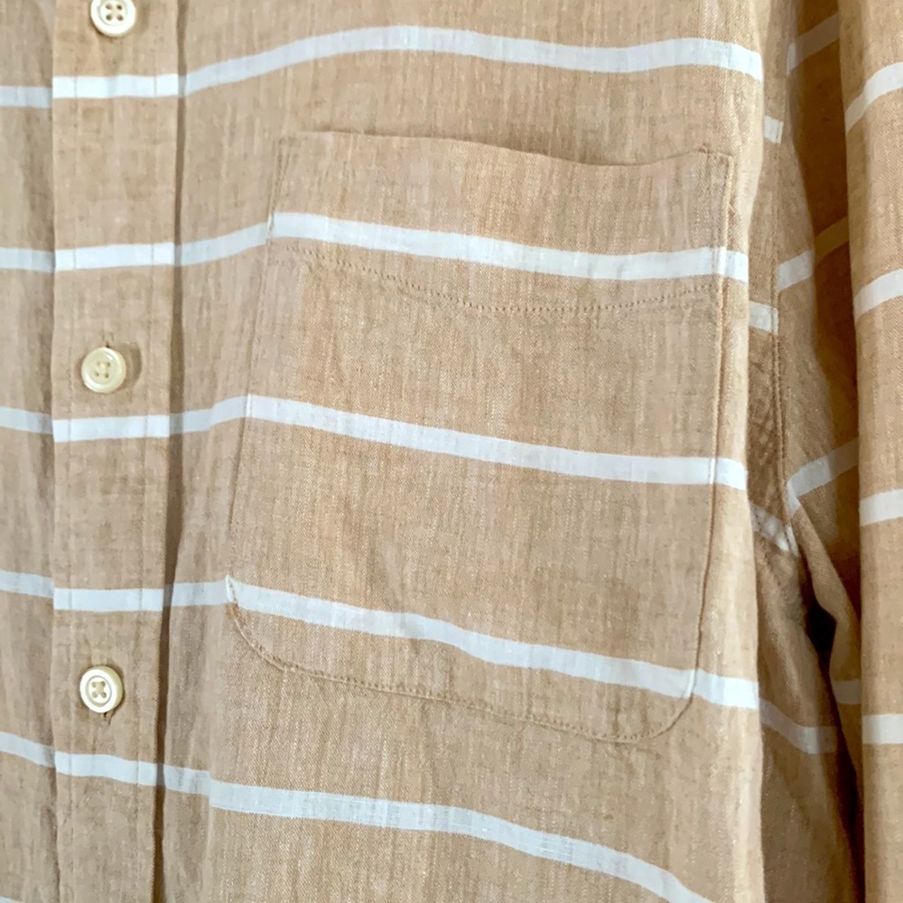 Best Made Co. Linen Cotton Shirt Men's Tan & White Plaid Button Down Size XL - Picture 2 of 11